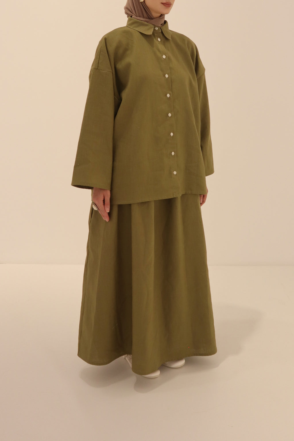 The Essential Linen Skirt - Olive Green