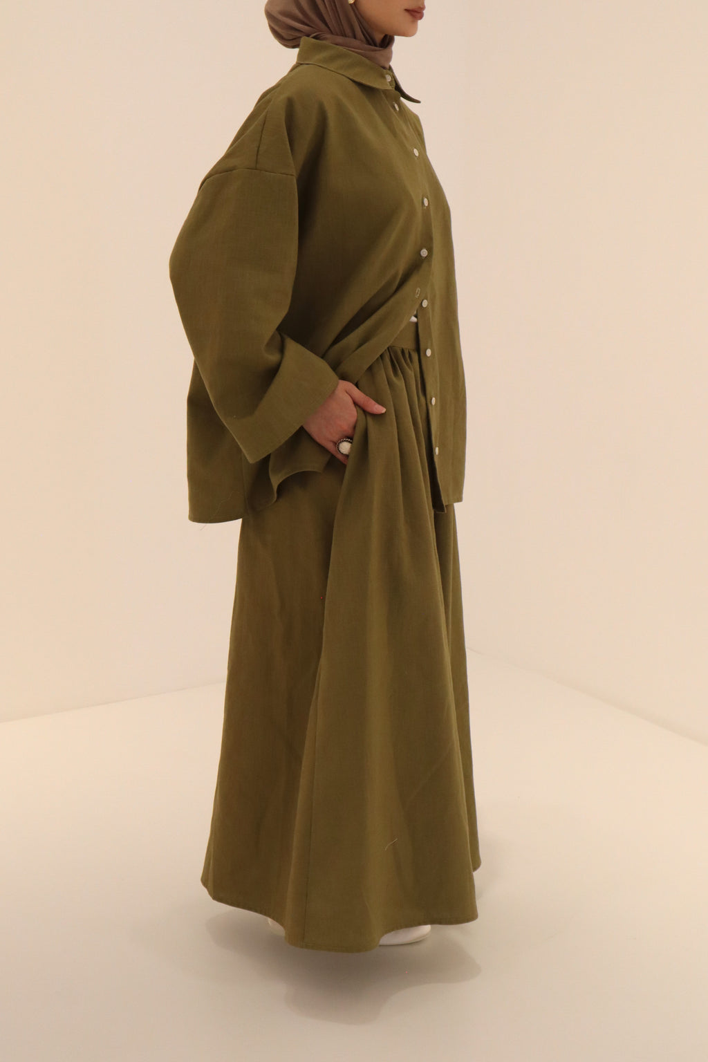 The Essential Linen Skirt - Olive Green